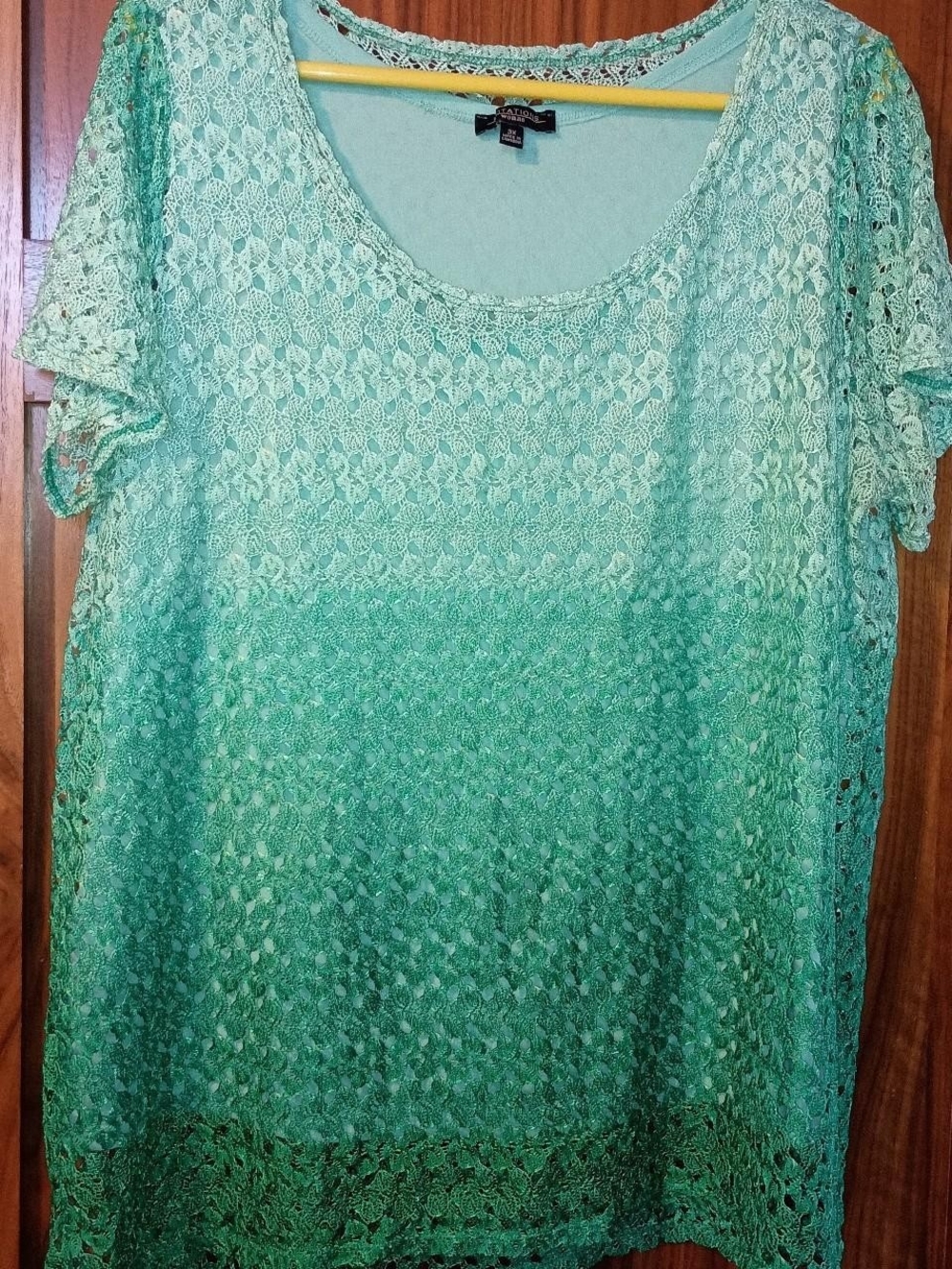 Seafoam Green Ombre Lace Short Sleeve Top